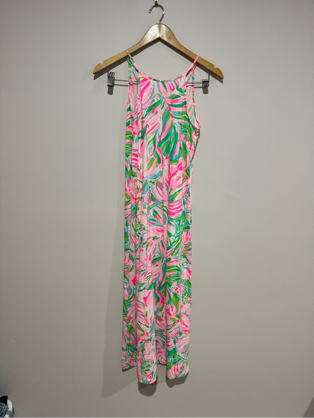 NEW LILLY PULITZER MARGOT MAXI DRESS SIZE XXS TASSELED BACK HOT PINK